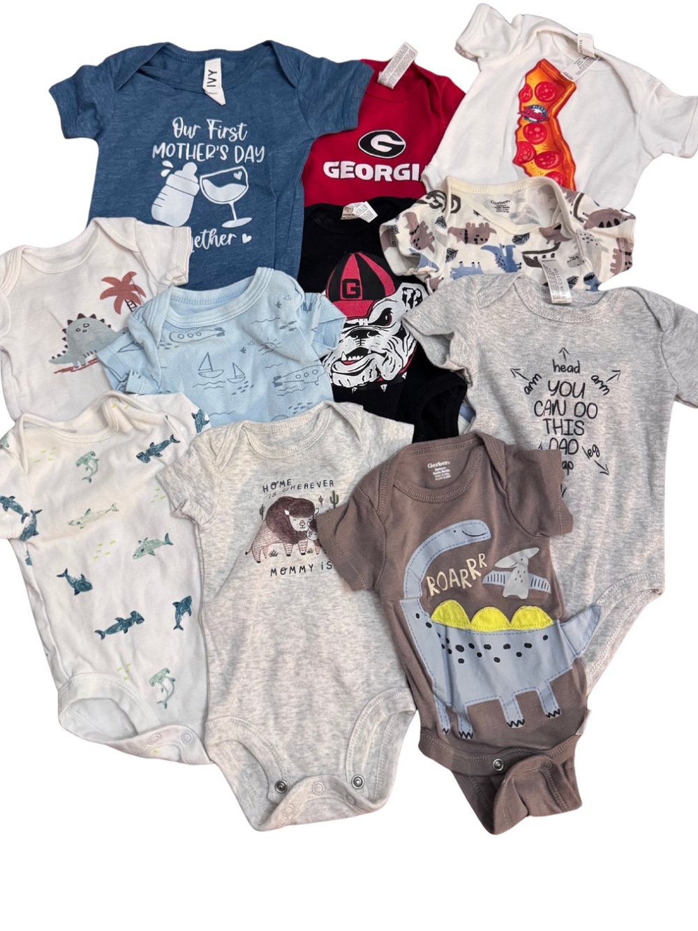 Bundle of 11 Newborn Graphic / Logo onesies